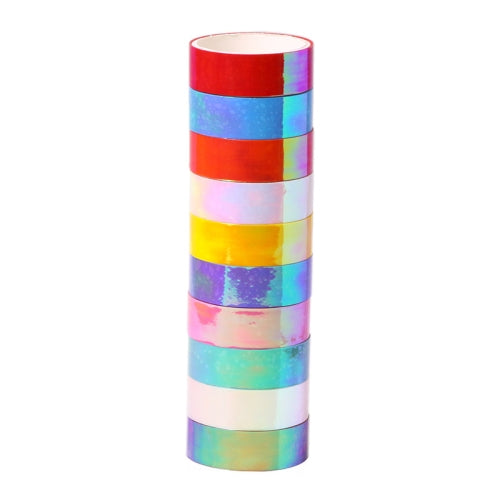 3 Sets Colorful Laser Paper Tape Rainbow Gravity Can Tear DIY Hand Debt Decoration Beauty Sticker