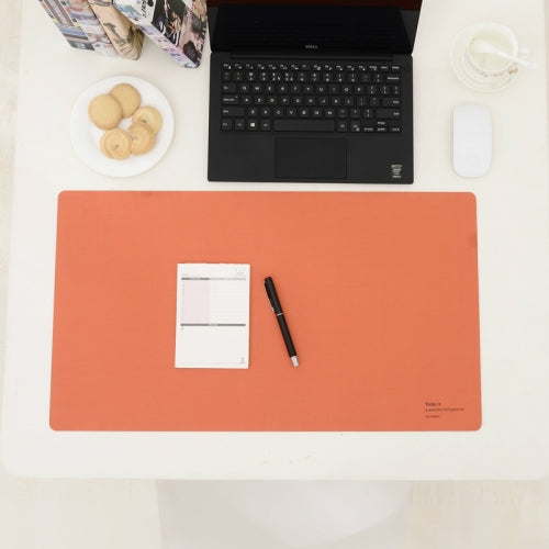 Double-Sided Leather Table Mat Waterproof Enlarged Mouse Keyboard Pad, Pattern: 8142 Deep Orange