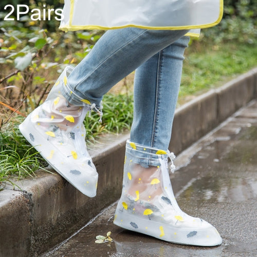 2 Pairs Y1973 Anti-Slip And Rain-Proof Shoe Cover Thick Wear-Resistant Bottom Mid-Tube Waterproof Shoe Cover, Specification: L(Umbrella And Boots)