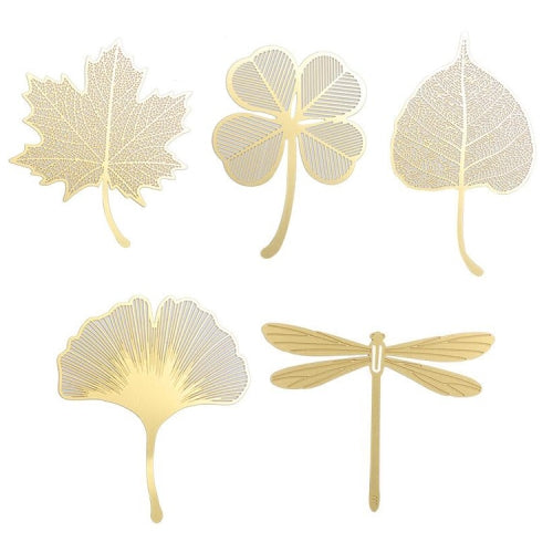 5 PCS Copper Metal Hollow Bookmarks Style Random Delivery