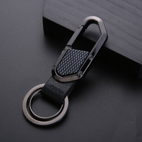 JOBON ZB-106A Business Men Metal Keychain Double Loop Car Pendant Keychain(Black Nickel)