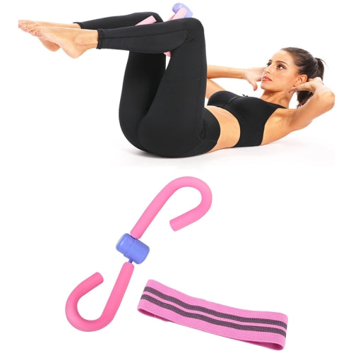 2 in 1 Stovepipe Device + Squat Resistance Band Hip Lift And Abdomen Fitness Exercise Equipment Set(Pink)