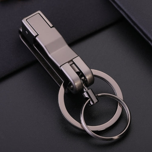 JOBON ZB-8782 Car Keychain Men Metal Anti-Lost Double Ring Detachable Keychain(Black Nickel)
