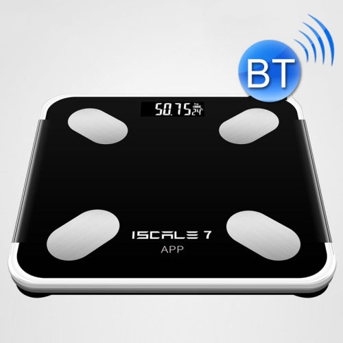 ISCRLE7 Smart Weight Scale Bluetooth Body Fat Measuring Instrument Battery Model(Bright Black)