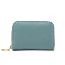 1626 Short RFID Anti-Theft Brush Multiple Card-Binding Card Package Ladies Cowhide Zipper Wallet(Linen Blue)