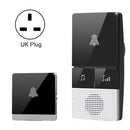 Self-Powered Doorbell Elderly Pager Wireless Home Long-Distance Electronic Doorbell with 38 Chord Music(UK Plug Black)