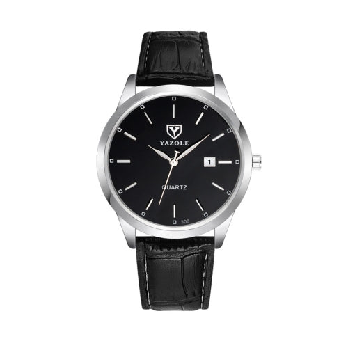 YAZOLE 308 Luminous Quartz Watch Men Watch(Black Tray Black Belt)