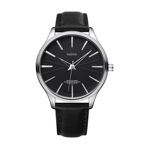 YAZOLE 512 Casual Quartz Men Watch(Silver Shell Black Tray Black Belt)