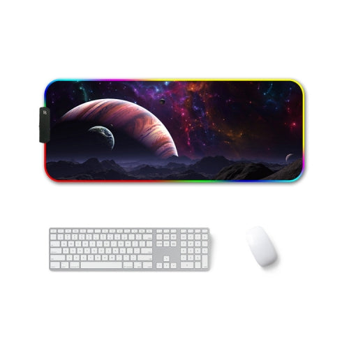 300x350x4mm F-01 Rubber Thermal Transfer RGB Luminous Non-Slip Mouse Pad(Vast Starry Sky)