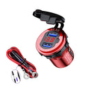 Aluminum Alloy Double QC3.0 Fast Charge With Button Switch Car USB Charger Waterproof Car Charger Specification: Red Shell Red Light With 60cm Line