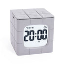 Rubik Cube Electronic Snooze Alarm Clock Mini Wake-Up Night Light, Colour: Gray