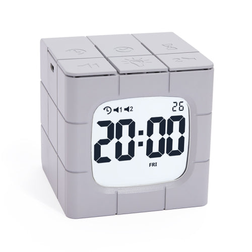 Rubik Cube Electronic Snooze Alarm Clock Mini Wake-Up Night Light, Colour: Gray