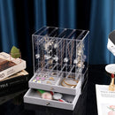 Earrings Necklace Jewelry Storage Box Transparent Large Capacity Jewelry Dressing Table Display Shelf,Style: 5 Doors + 2 Drawers (Transparent)