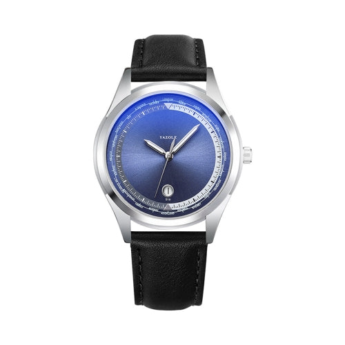 YAZOLE 516 Fashion Calendar Men Watch Luminous Quartz Watch(Blue Tray Black Belt)