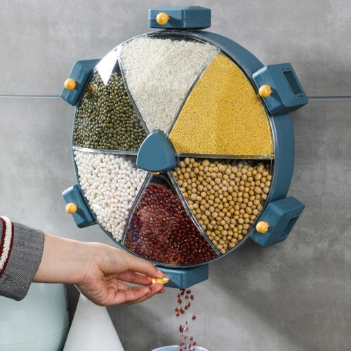 Rice Barrel Grain Storage Box Wall-Mounted Household Grain Sealed Tank Kitchen Storage Tank(Blue)