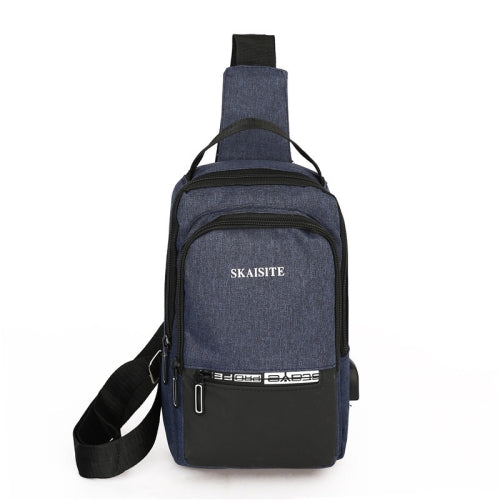 SKAISITE Men Outdoor Crossbody Bag Sports Leisure Large-Capacity Chest Bag(3-Blue)