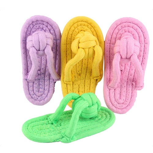 7 PCS Cotton Rope Slippers Color Randomly Dog Molar Teeth Cleaning Toy Candy Color Woven Cotton Rope