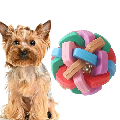 6 PCS Small Pet TPR Dog Chewing Molar Teeth Cleaner Colorful Sounding Bell Ball Interactive Toy