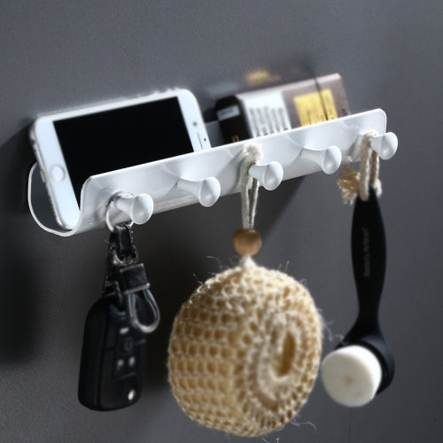 UM112 Home Storage Hook Wall Decoration Mobile Phone Shelf, Specification: White 5 Hook