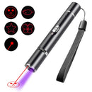 USB Rechargeable Laser Pattern Funny Cat Flashlight With Woods Purple Light Detection Lamp(Black)