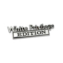 2 PCS Car Metal Leaf Board Car Logo White Privilege Edition Modified Car Body Sticker Sign(Silver Black)