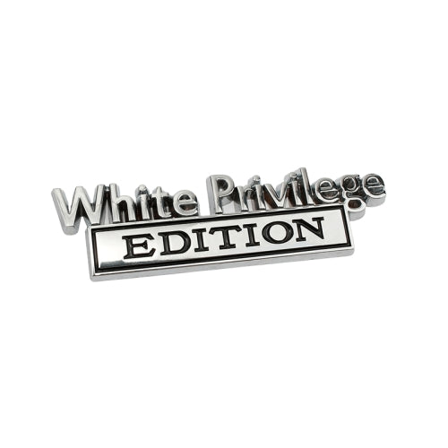 2 PCS Car Metal Leaf Board Car Logo White Privilege Edition Modified Car Body Sticker Sign(Silver Black)