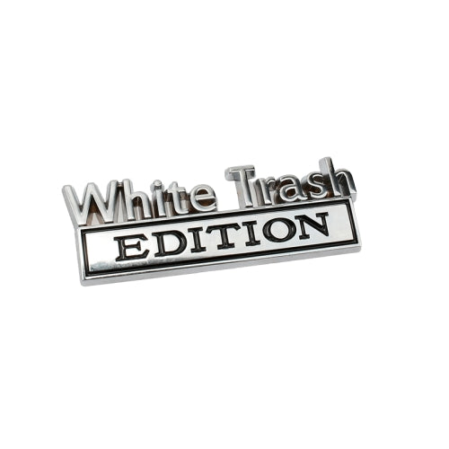 2 PCS Car Metal Modification Standard White Trash Edition Car Label Stickers(Silver Black)