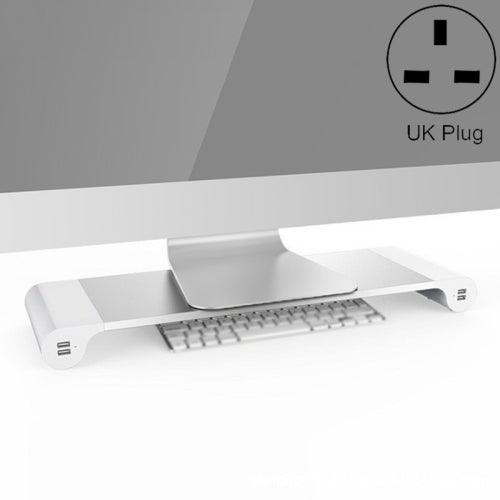 A0.1 Aluminum Computer Display Bracket Multi USB Charging Computer Increase Base, Colour: UK Plug