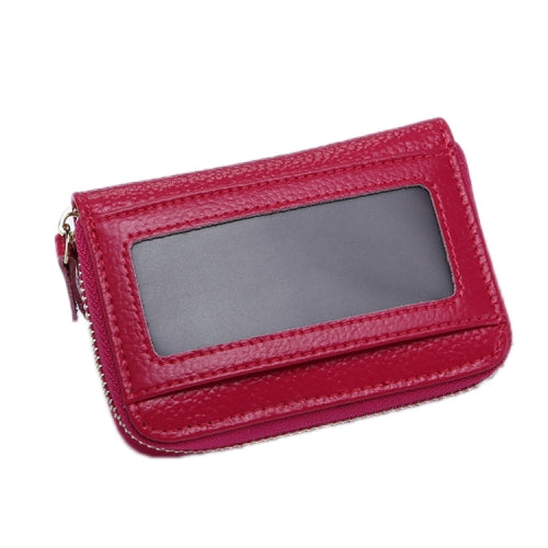 Business Multi-Position Zipper Organ Card Holder(Rose Red)