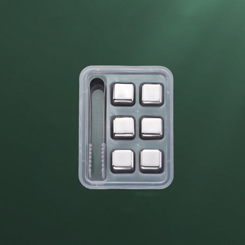 16215 304 Stainless Steel Ice Cubes Metal Quick Frozen Ice Stone, Standard sizes: 6-pieces+Ice Clip (No Logo)