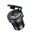 12V Modified Car USB Charger With Voltage Display PD QC3.0 Socket(Green Light)