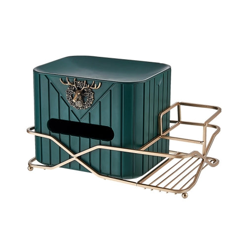 YZ-1164 Metal Deer Paper Towel Box Living Room Tissue Storage Box(Iron Light Luxury Green)