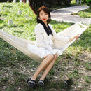 Thickened Canvas Hammock Outdoor Anti-rollover Portable Swing 190x80cm, Style: Bend Stick White