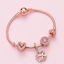 SL129 19cm Women Rose Gold Beaded Bracelet