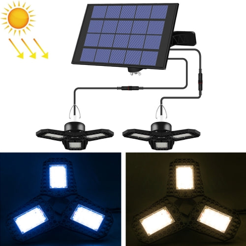 2 in 1 Outdoor Solar Waterproof Garden Decoration LED Folding Tri-Leaf Lamp Garage Light(Cool White Light)