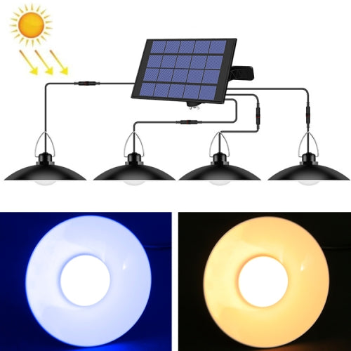4 in 1 Outdoor Solar Lamp Waterproof Courtyard Decorative Light LED Retro Chandelier(Cool White Light)