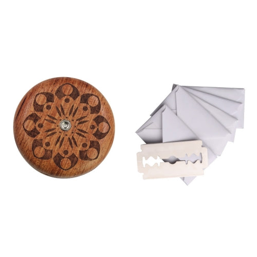 Bread Baguette Round Knife Wooden Double-Sided Bread Trimming Knife With 5 Blades, Specification: Pattern 3 Flower Pear Wood