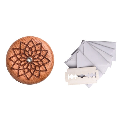 Bread Baguette Round Knife Wooden Double-Sided Bread Trimming Knife With 5 Blades, Specification: Pattern 4 Flower Pear Wood