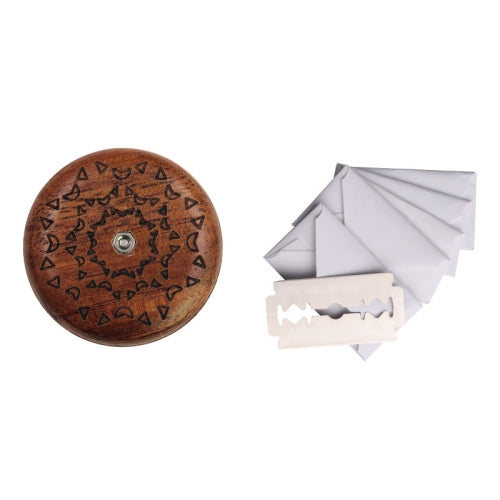 Bread Baguette Round Knife Wooden Double-Sided Bread Trimming Knife With 5 Blades, Specification: Pattern 5 Flower Pear Wood