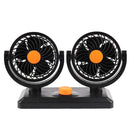 Car Fan Portable Mini Adjustable Car Double-Headed Electric Fan, Colour: Orange 24V Cigarette Lighter