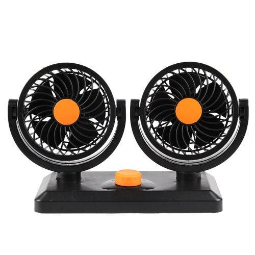 Car Fan Portable Mini Adjustable Car Double-Headed Electric Fan, Colour: Orange 24V Cigarette Lighter