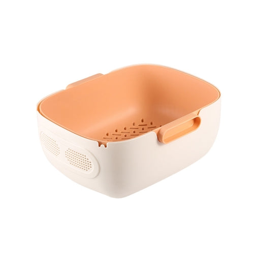 Double-Layer Hollow Fruit Bowl Household Kitchen Vegetable Washing And Draining Basket(Orange)