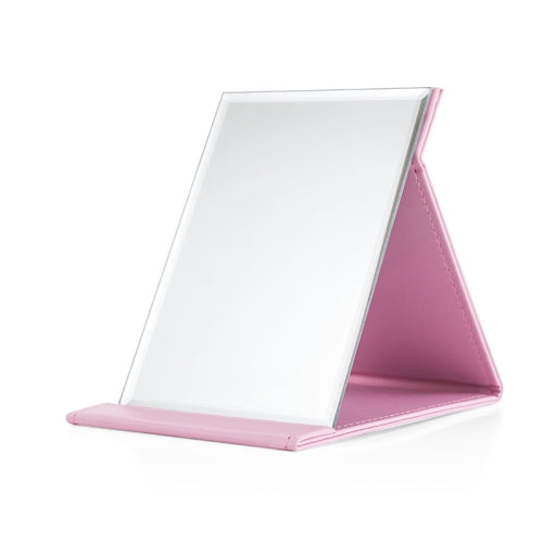 3 PCS Folding Portable High-definition Makeup Mirror PU Leather Desktop Vanity Mirror,Size: Medium (Pink)