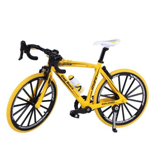 1:8 Scale Simulation Alloy Bicycle Model Mini Bicycle Toy Decoration(Race Bike-Yellow)