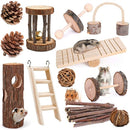 MT0020 Hamster Wooden Ladder Seesaw Grass Ball Chewing Tunnel Toy Set(12 Pcs/set)