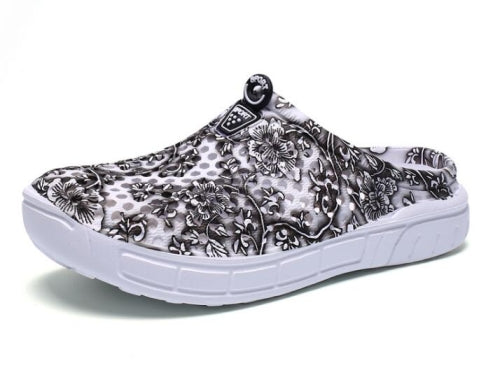 Hollow Hole Shoes Light and Breathable Home Half Slippers Beach Shoes for Women, Size:37(163Grey)