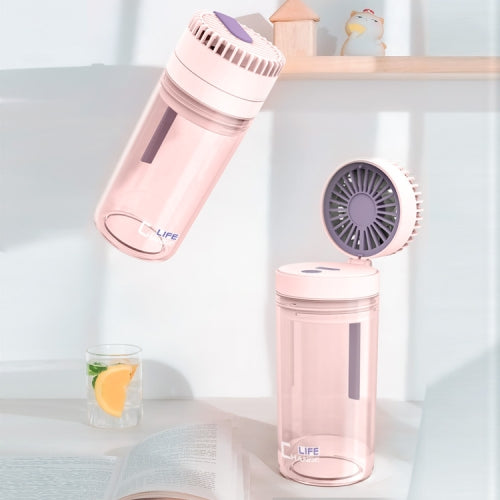 Mtutu Mini Fan Water Cup Summer Simple Plastic Cup Student And Child Portable Water Cup, Capacity: 400ml(Pink)