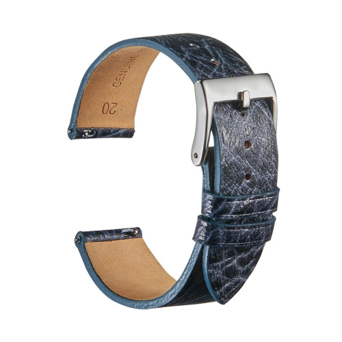 Burst Texture Cowhide Watchband Quick Release Ultra-Thin Universal Watchband,Size: 18mm (Blue)