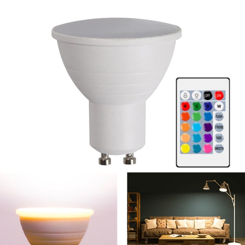 Energy-Saving LED Discoloration Light Bulb Home 15 Colors Dimming Background Decoration Light, Style: Milky White Cover GU10(RGB Warm White)