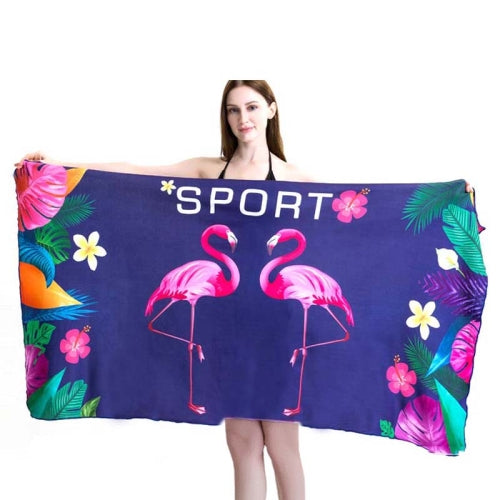 Sports Fitness Swimming Bath Towel Printed Double-Sided Velvet Absorbent Quick-Drying Beach Towel, Size: 155x80cm (Soft Flamingo)